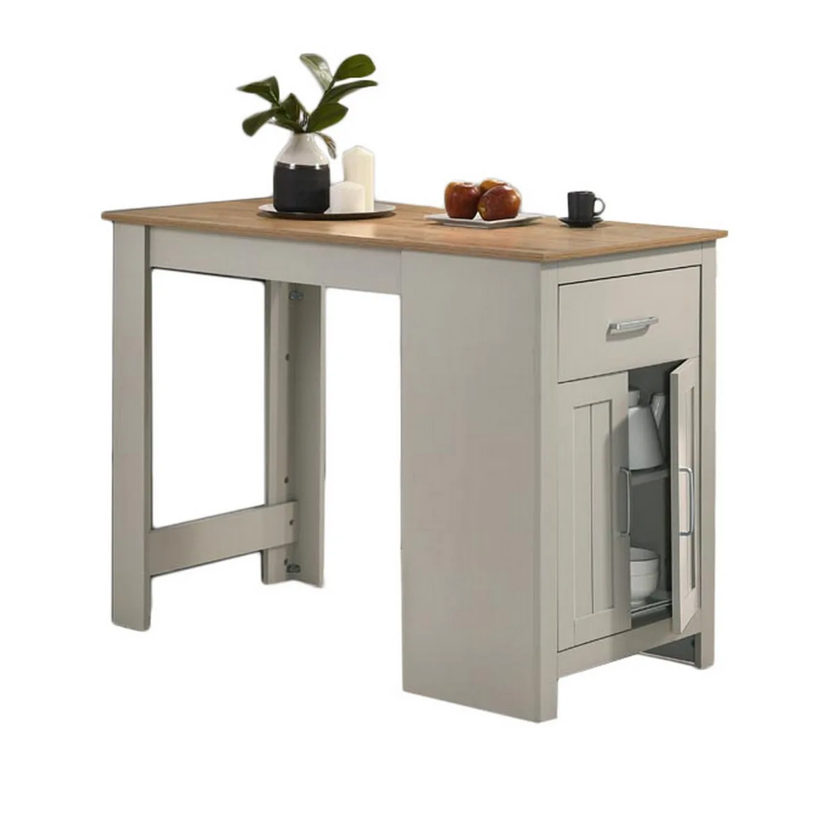 Brown Counter Height Dining Table with Storage Cabinet and Drawer, 47 Inch — view 1