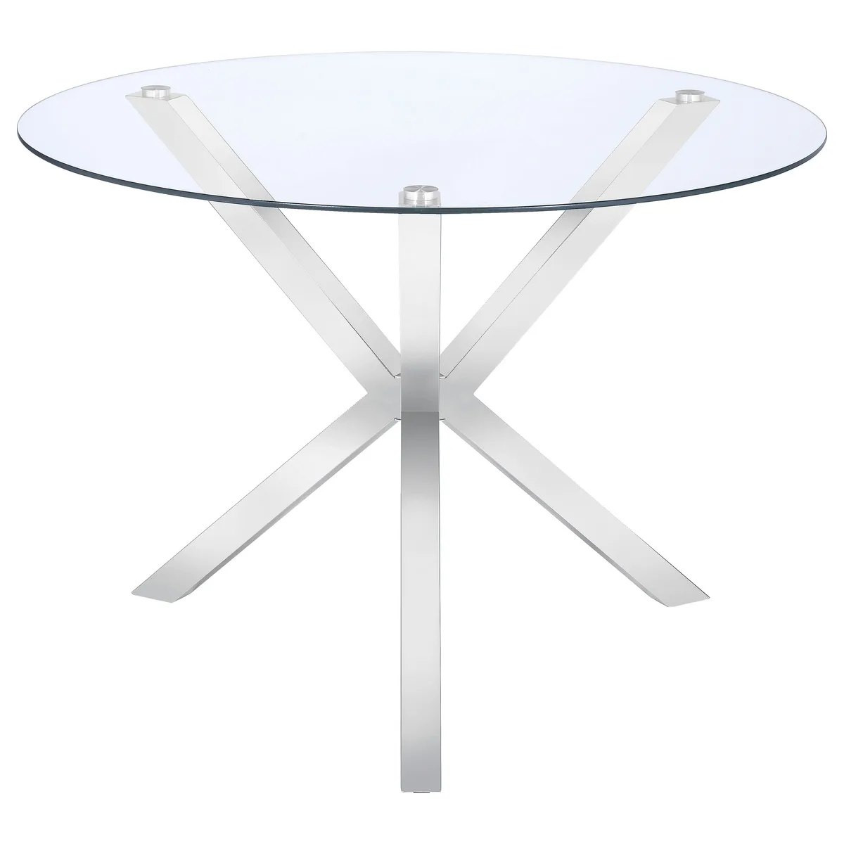 Chrome Round Dining Table, 41 Inch Glass Top, Contemporary Seats 4 — view 3