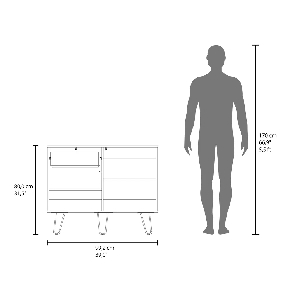 Platea Sideboard, Living Room, White/Macadamia — view 3