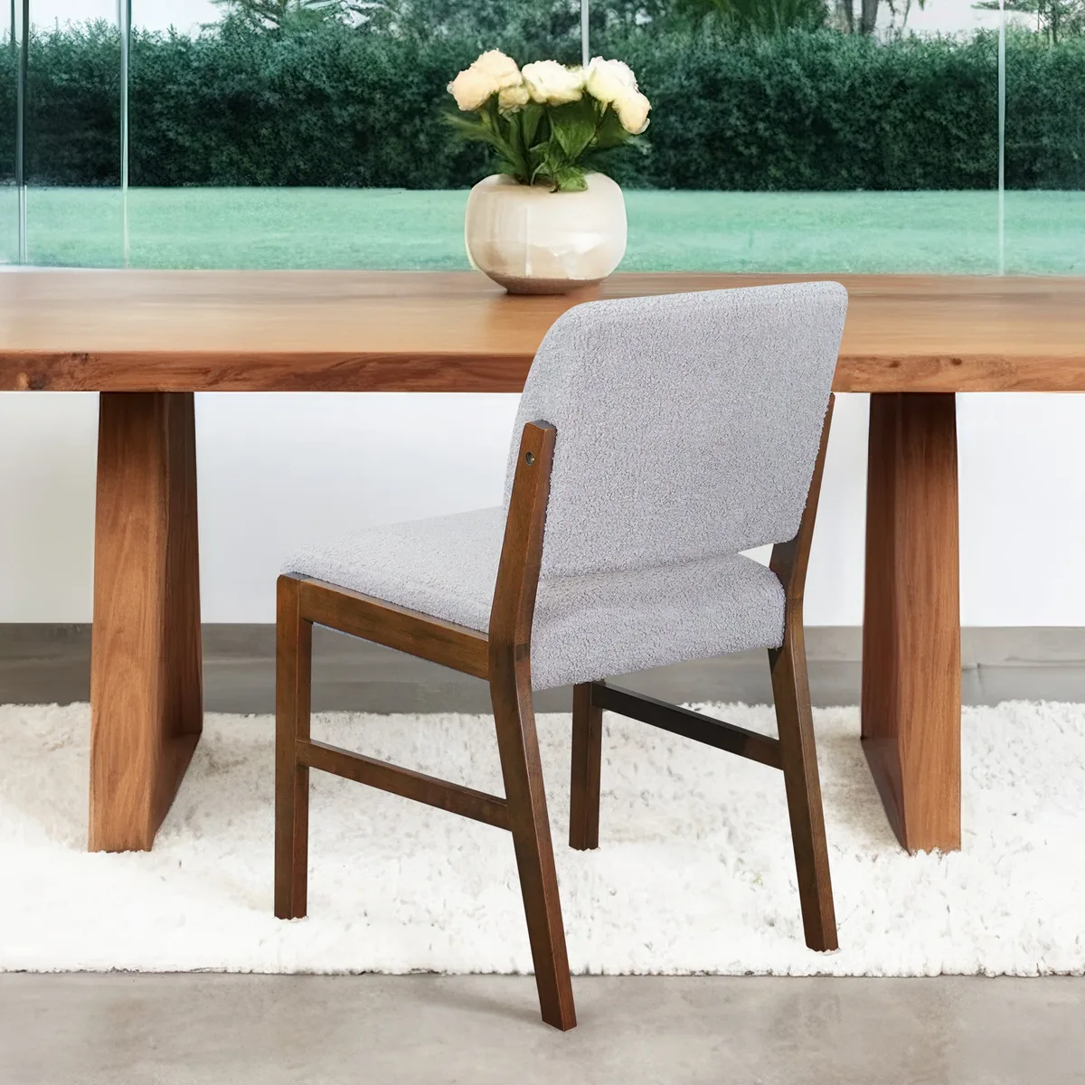 Caldwell Dining Chair Set of 2 - Light Grey Boucle — view 2