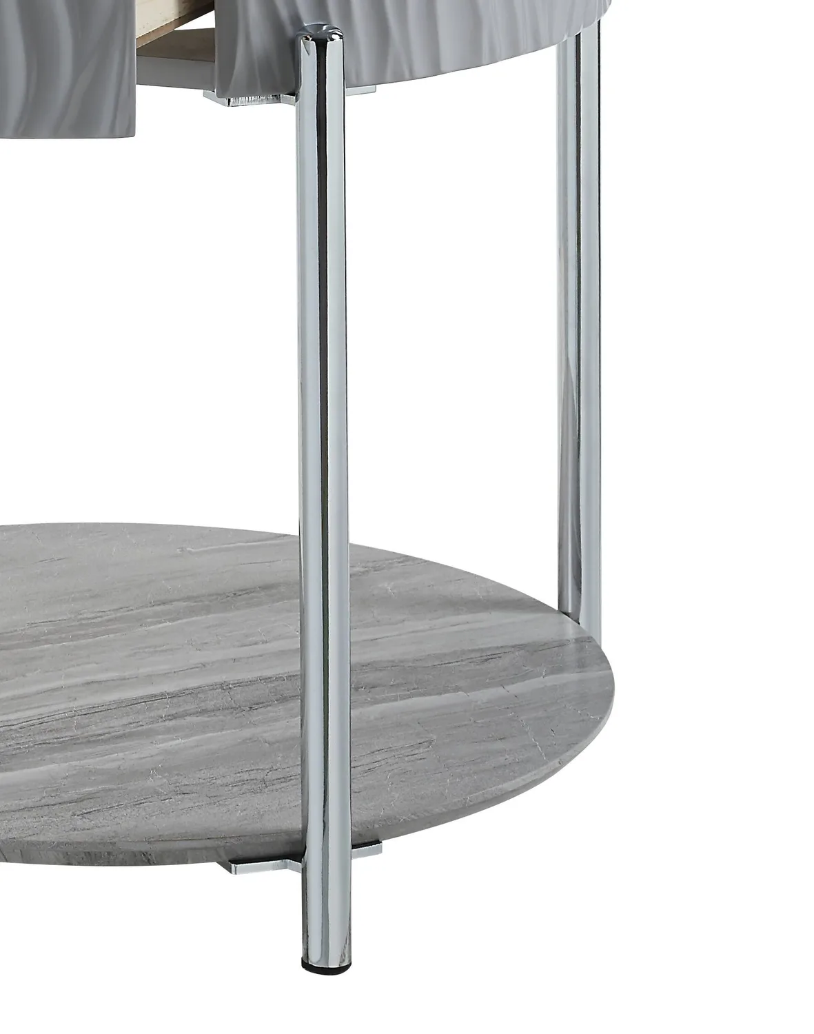 Acme Yukino Gray High Gloss & Chrome Finish End Table — view 3