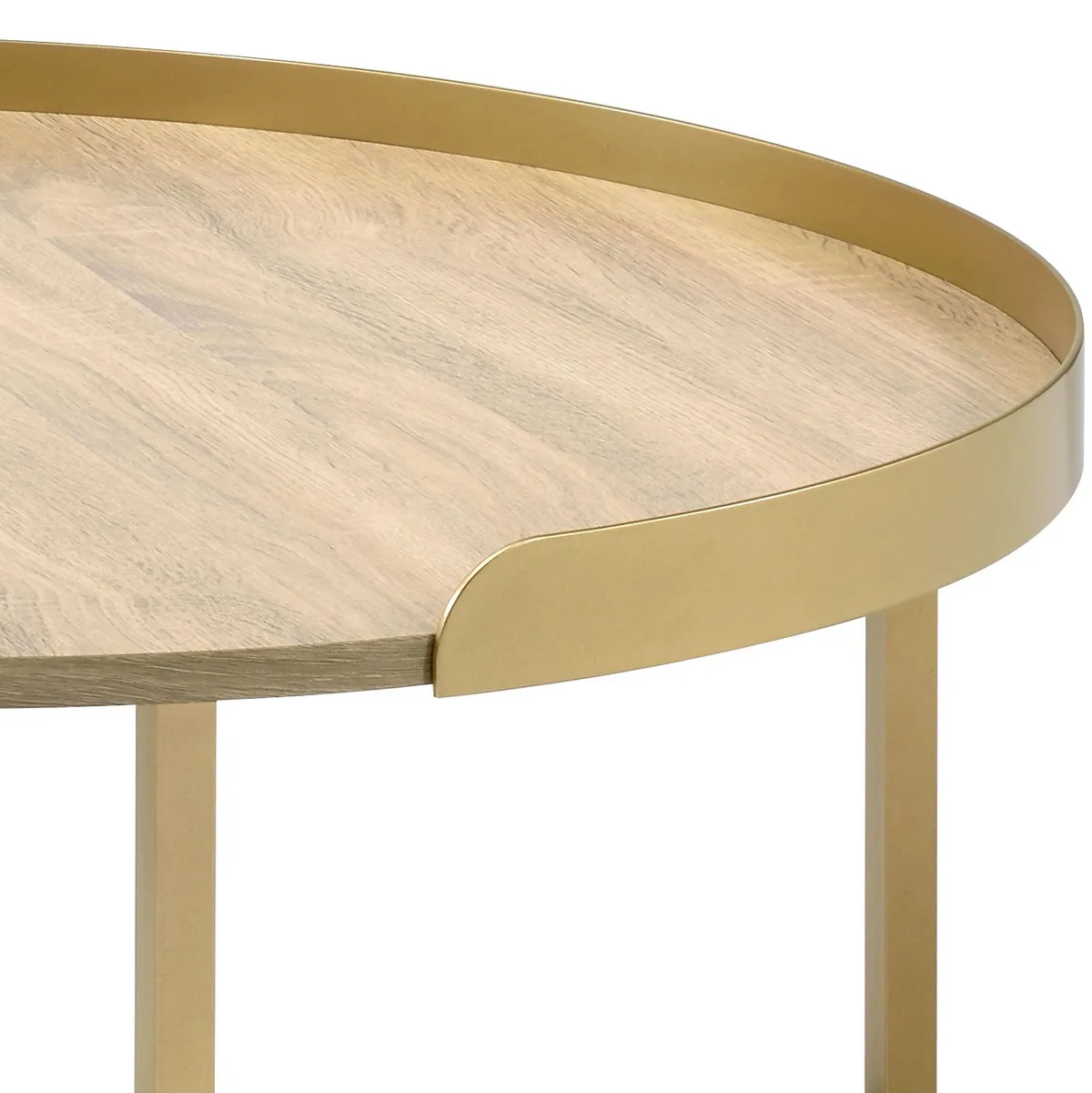 Mithea Oak & Gold Finish Coffee Table — view 3