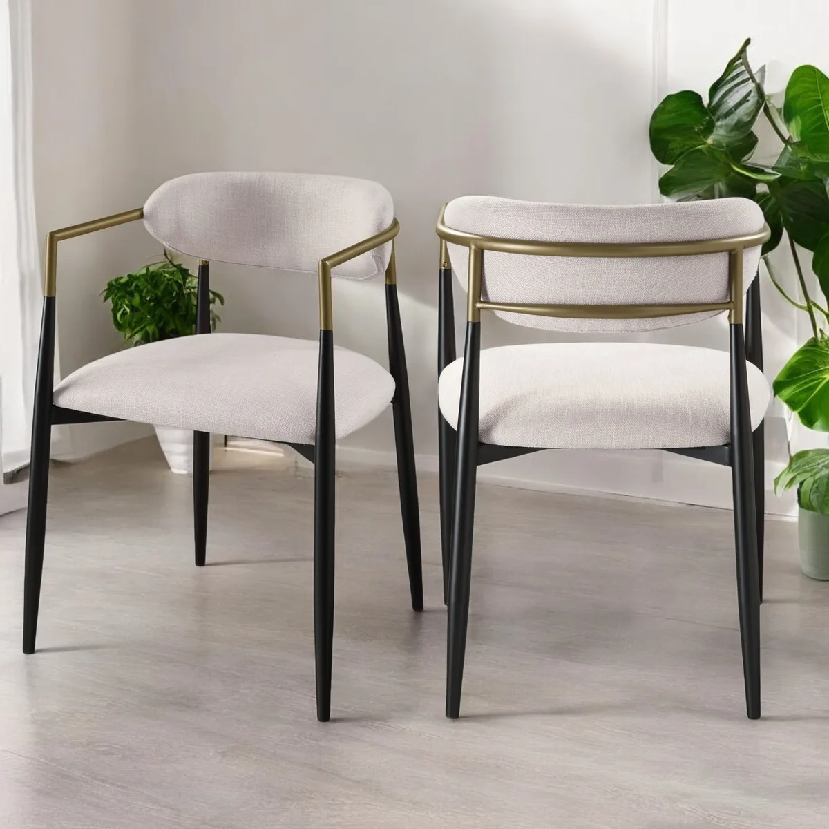 Acme Jaramillo Beige Linen & Black Finish Side Chair (Set of 2) — view 1