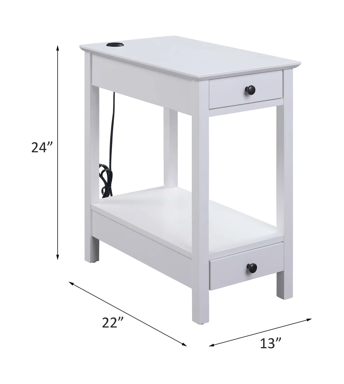 Acme Byzad White Finish Accent Table W/USB — view 2