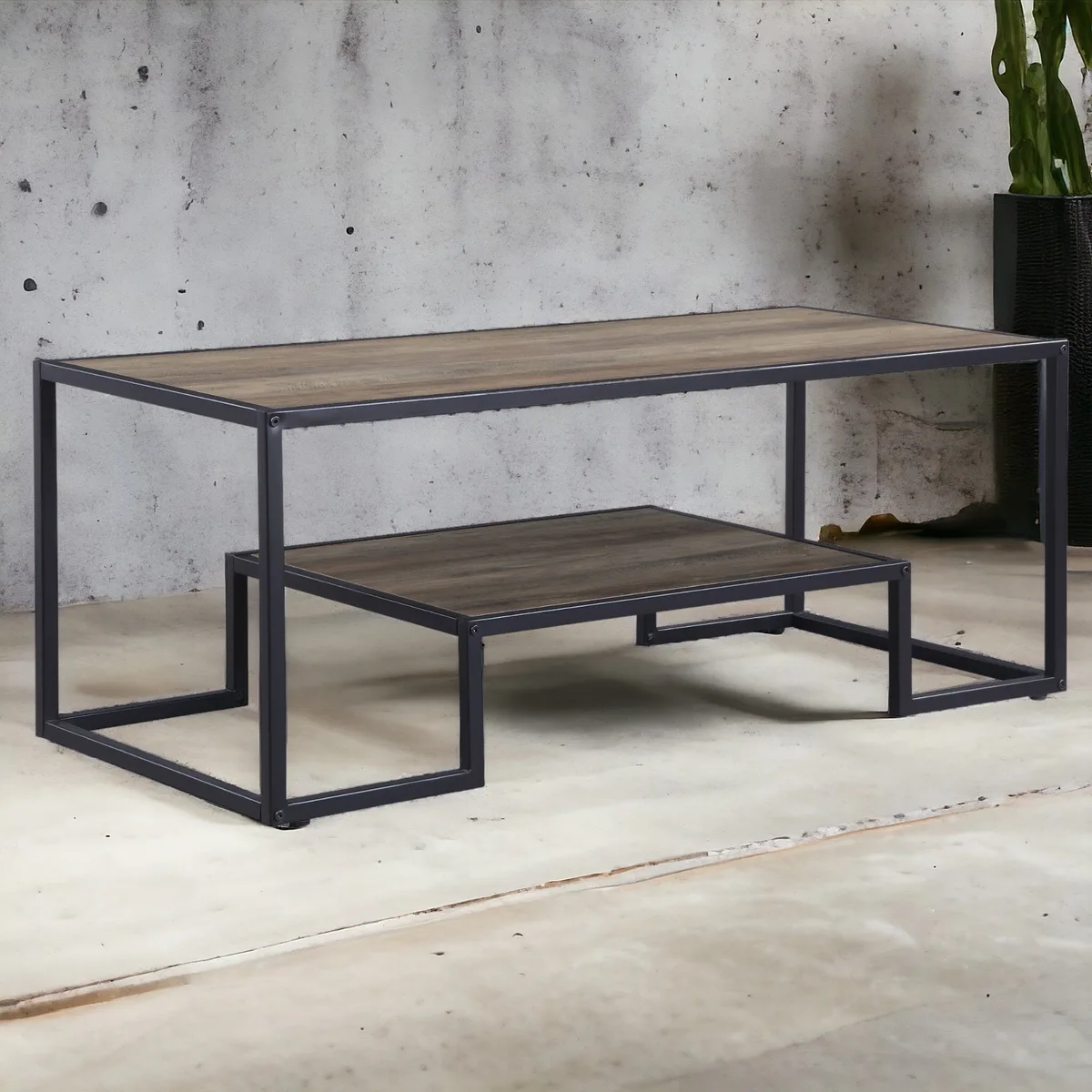 Acme Idella Rustic Oak & Black Finish Coffee Table — view 3