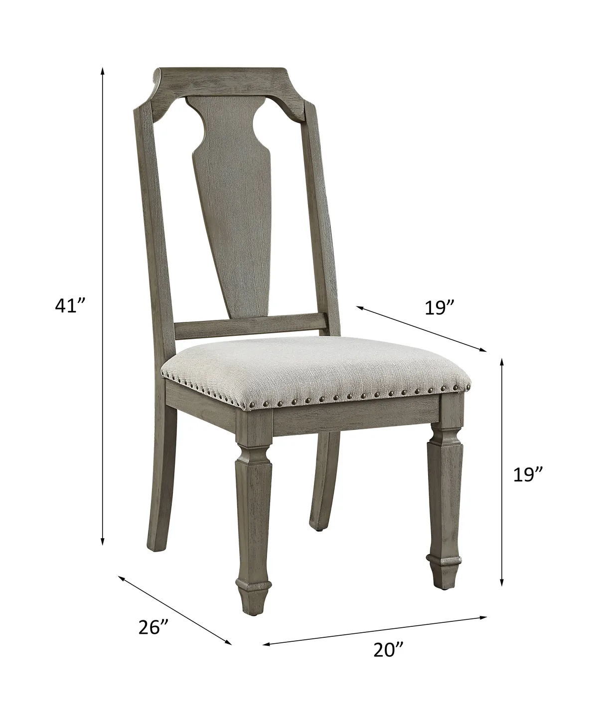 Zumala Beige Linen & Weathered Oak Finish Side Chair (Set of 2) — view 3
