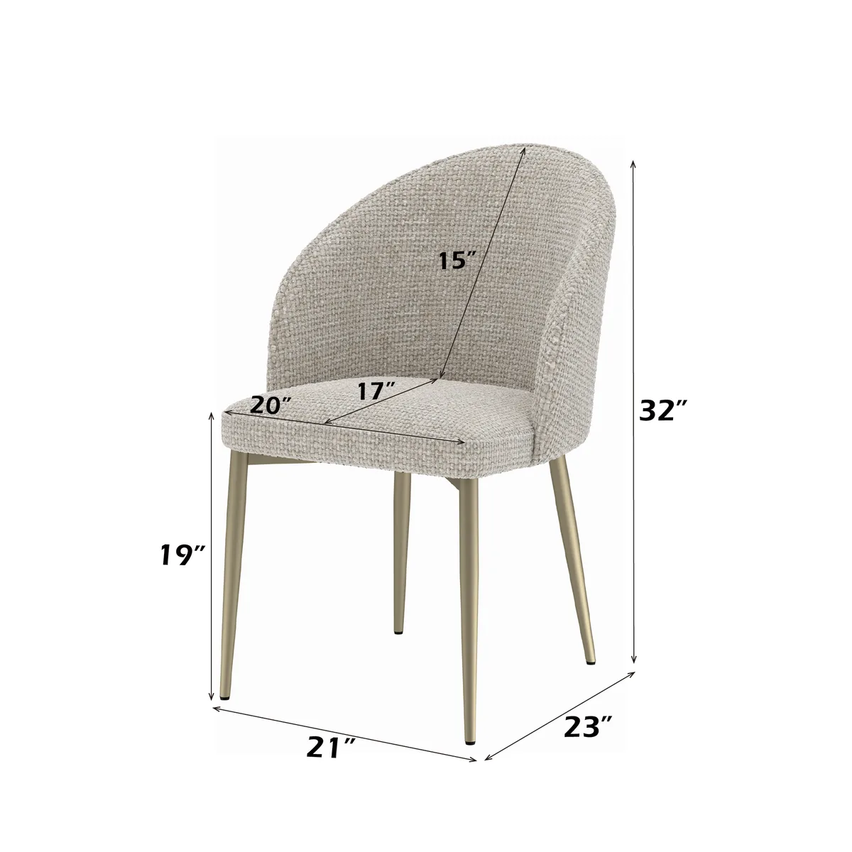 Acme Cora Champagne Fabric Side Chair (Set of 2) — view 3