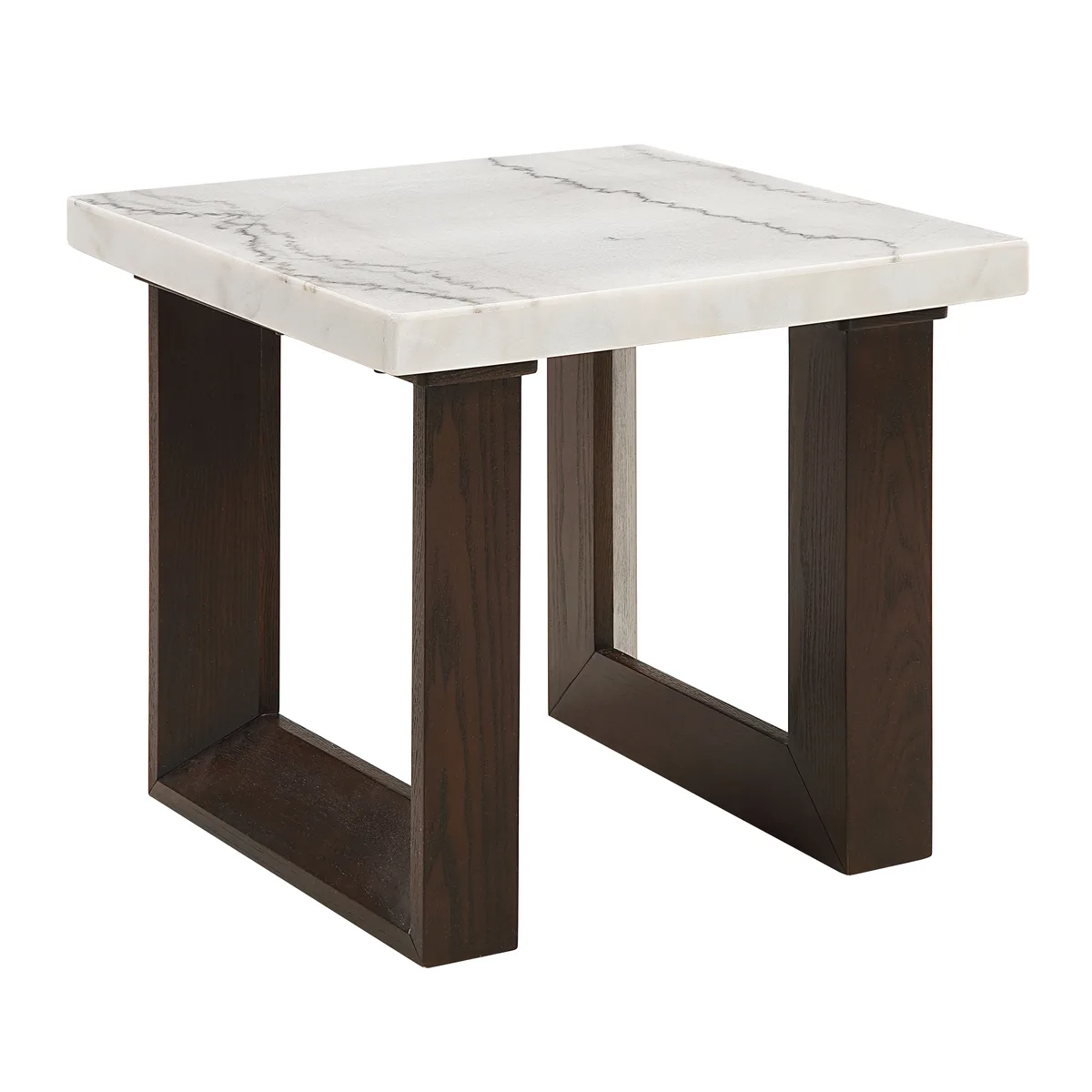 Acme Edwyn White Natural Marble Top & Espresso Finish End Table — view 1