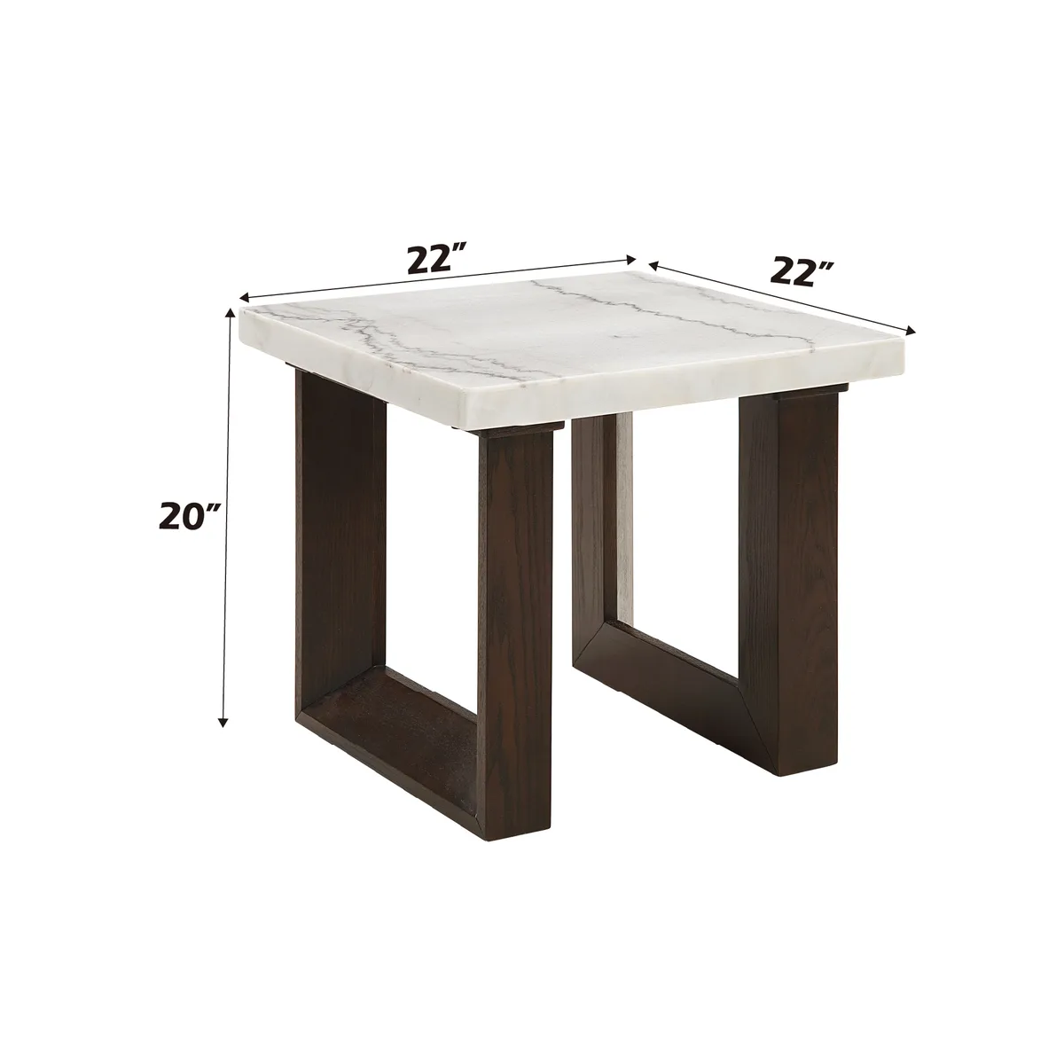 Acme Edwyn White Natural Marble Top & Espresso Finish End Table — view 3
