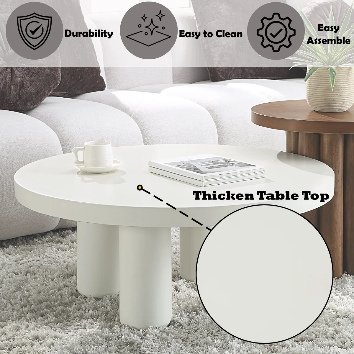 Acme Loanna White Finish Coffee Table — view 2