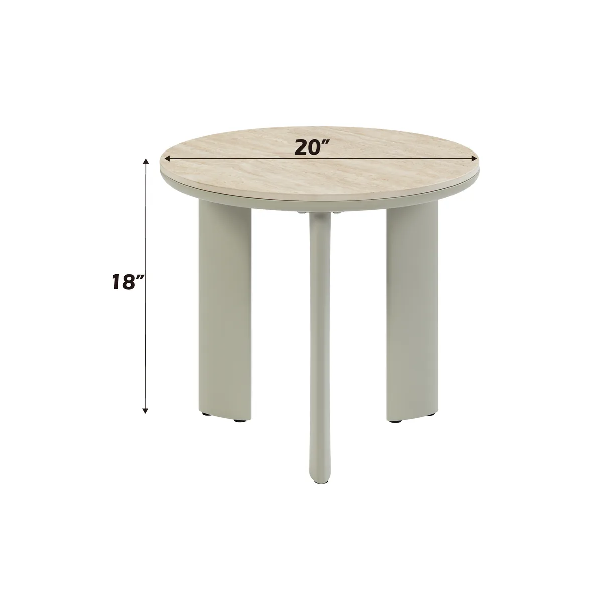 Acme Ingram Ceramic Top & Light Gray Finish End Table — view 2