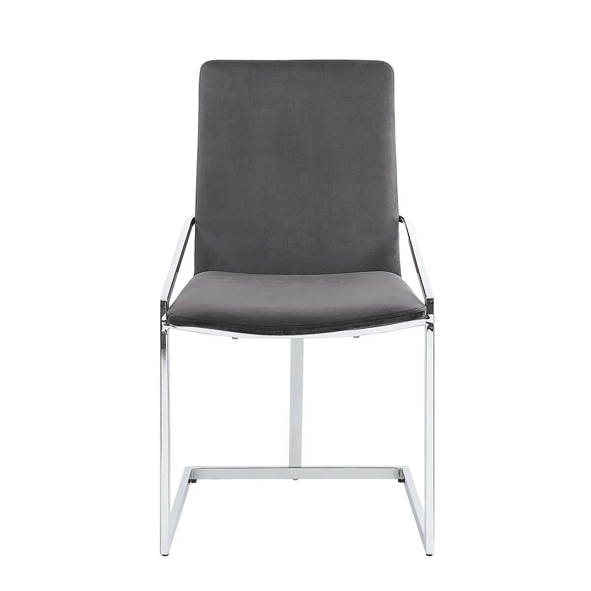 Zlatan Side Chair(Set - 2), Gray Velvet & Chrome Finish — view 2
