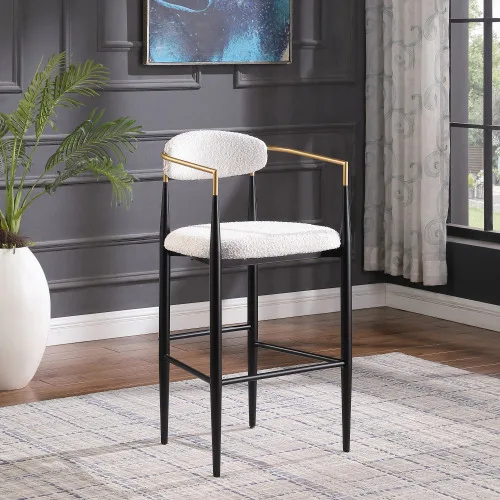 Barstools Set of 2, Counter Height Upholstered Bar Stools with Backs and Iron — view 2