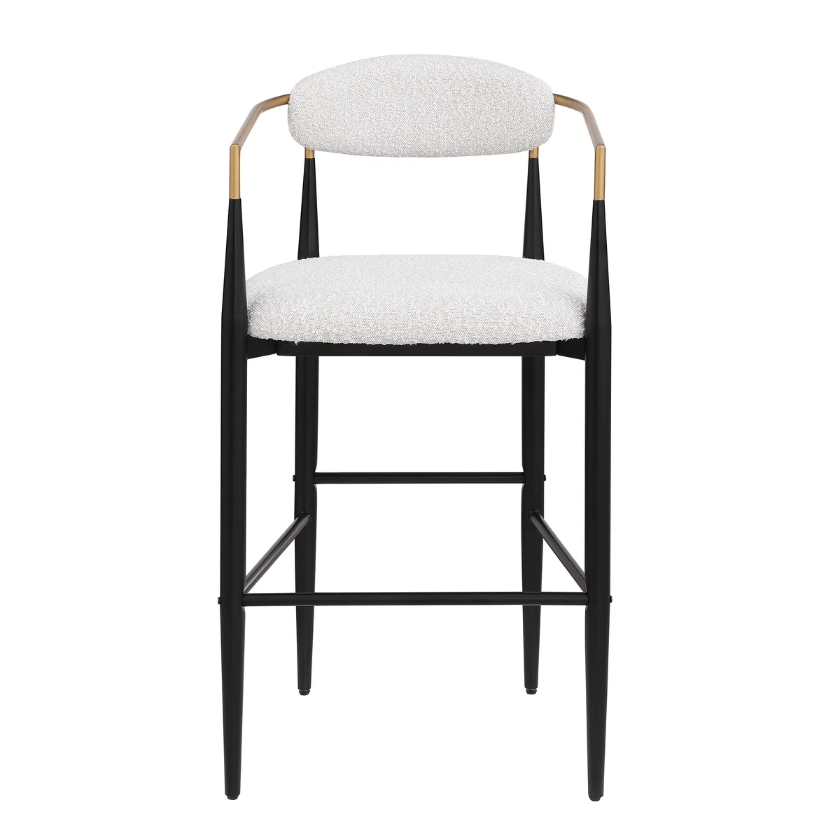 Barstools Set of 2, Counter Height Upholstered Bar Stools with Backs and Iron — view 4