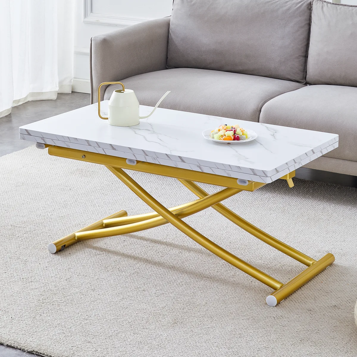 Modern minimalist multifunctional lift table with 0.8 inch thick MDF desktop — view 1