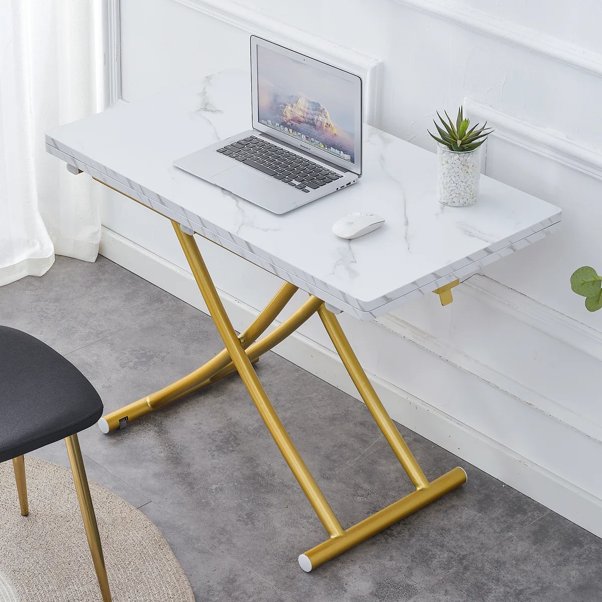 Modern minimalist multifunctional lift table with 0.8 inch thick MDF desktop — view 2