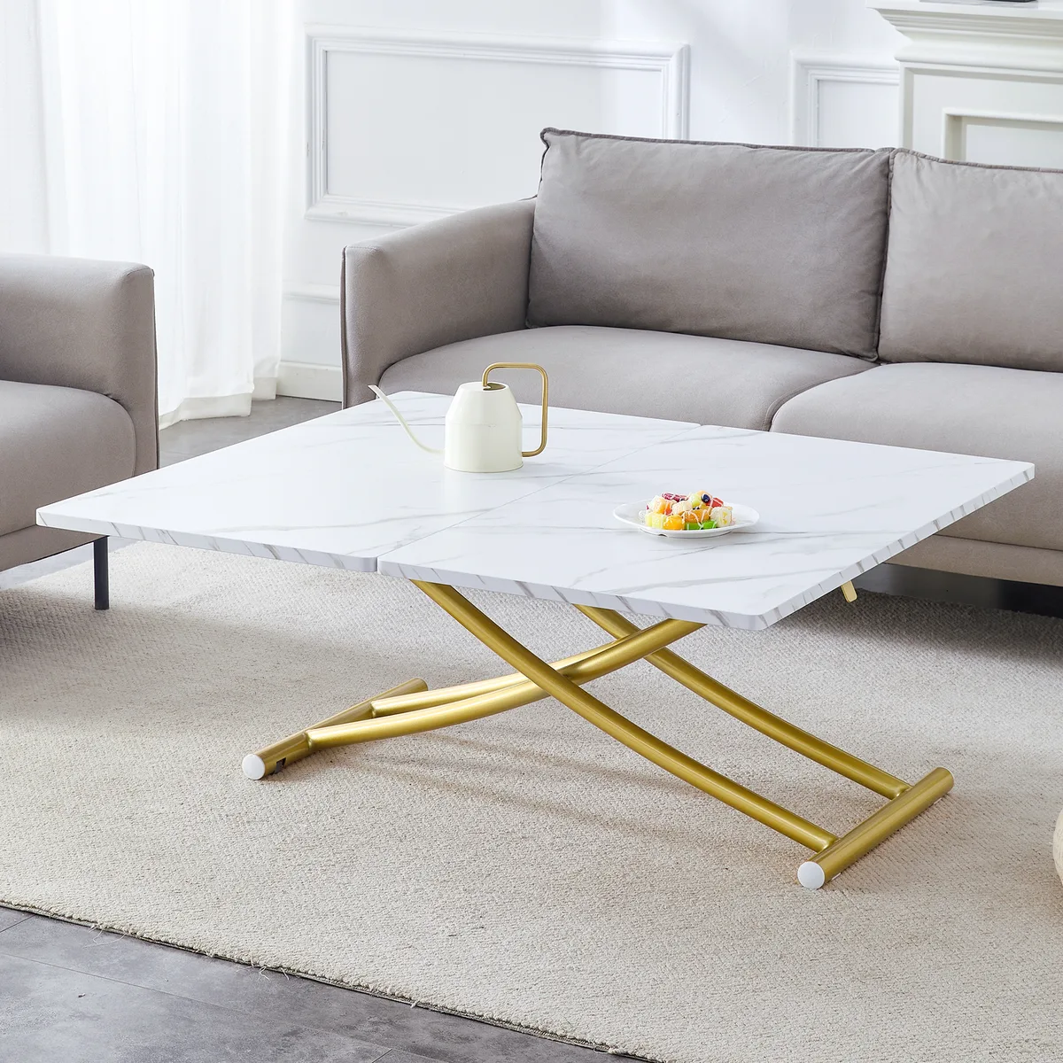 Modern minimalist multifunctional lift table with 0.8 inch thick MDF desktop — view 3