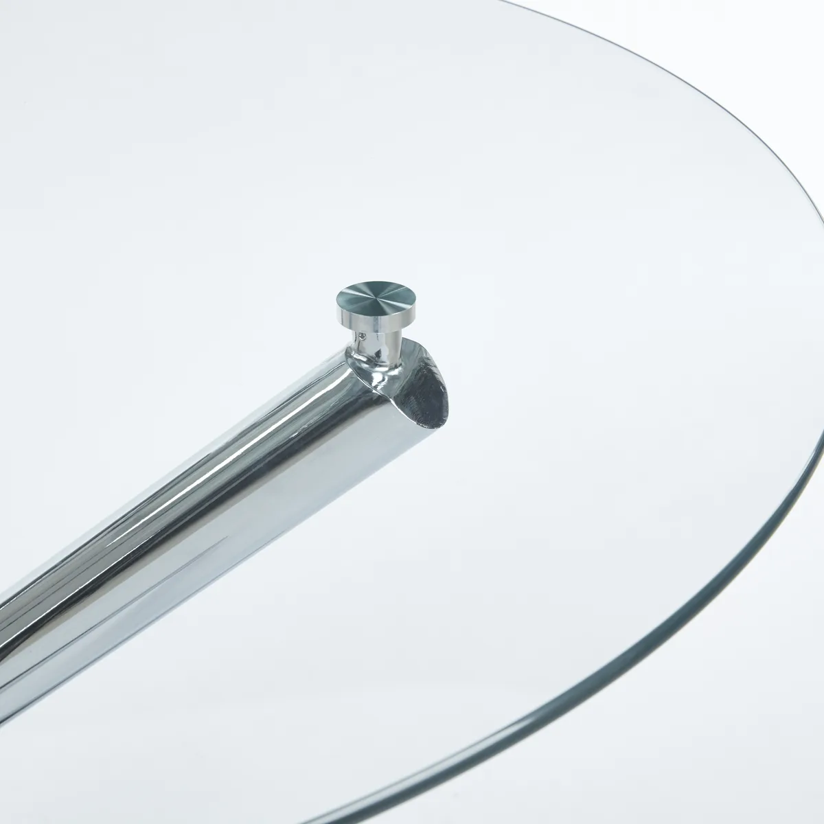 Chrome Dining Table with Metal Leg and Glass — view 4