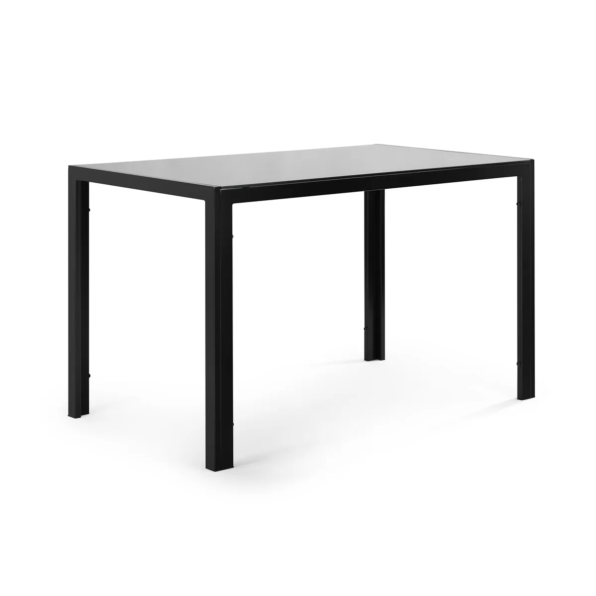 Black Tempered Glass Dining Table 47 Inch Rectangular Metal Frame for 4 — view 4