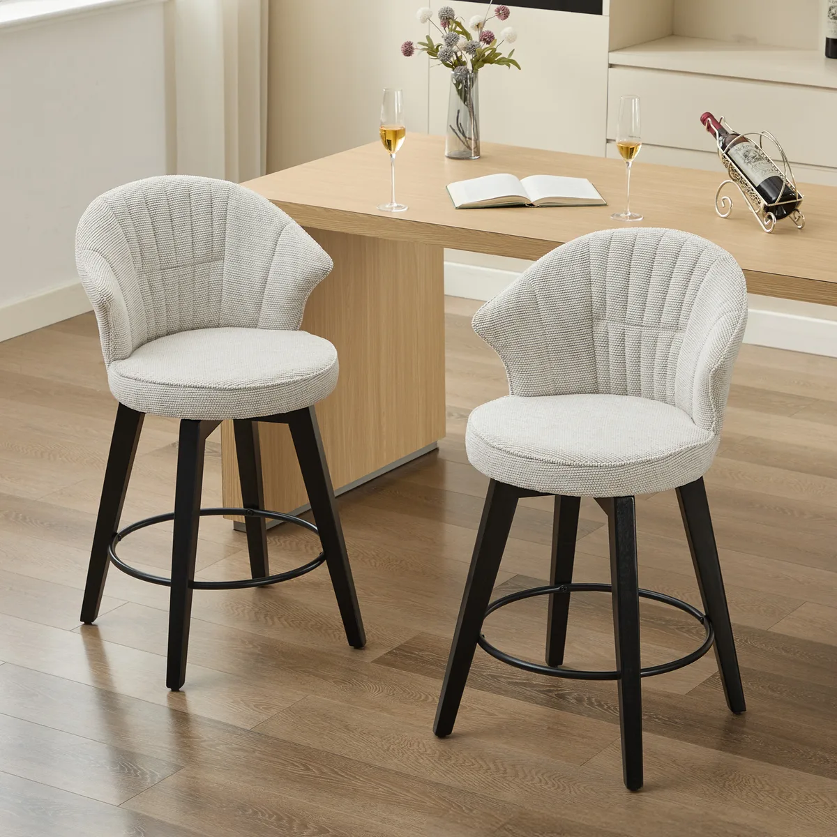 008 - Wing Back Swivel Bar Stools Set of 2 - 25" Counter Height Adjustable — view 1