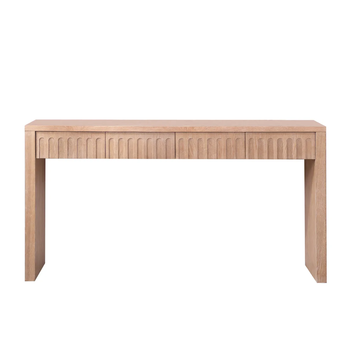 Modern Console Table with 4 Drawers – 59.2" Entryway Table in Natural Wood — view 3