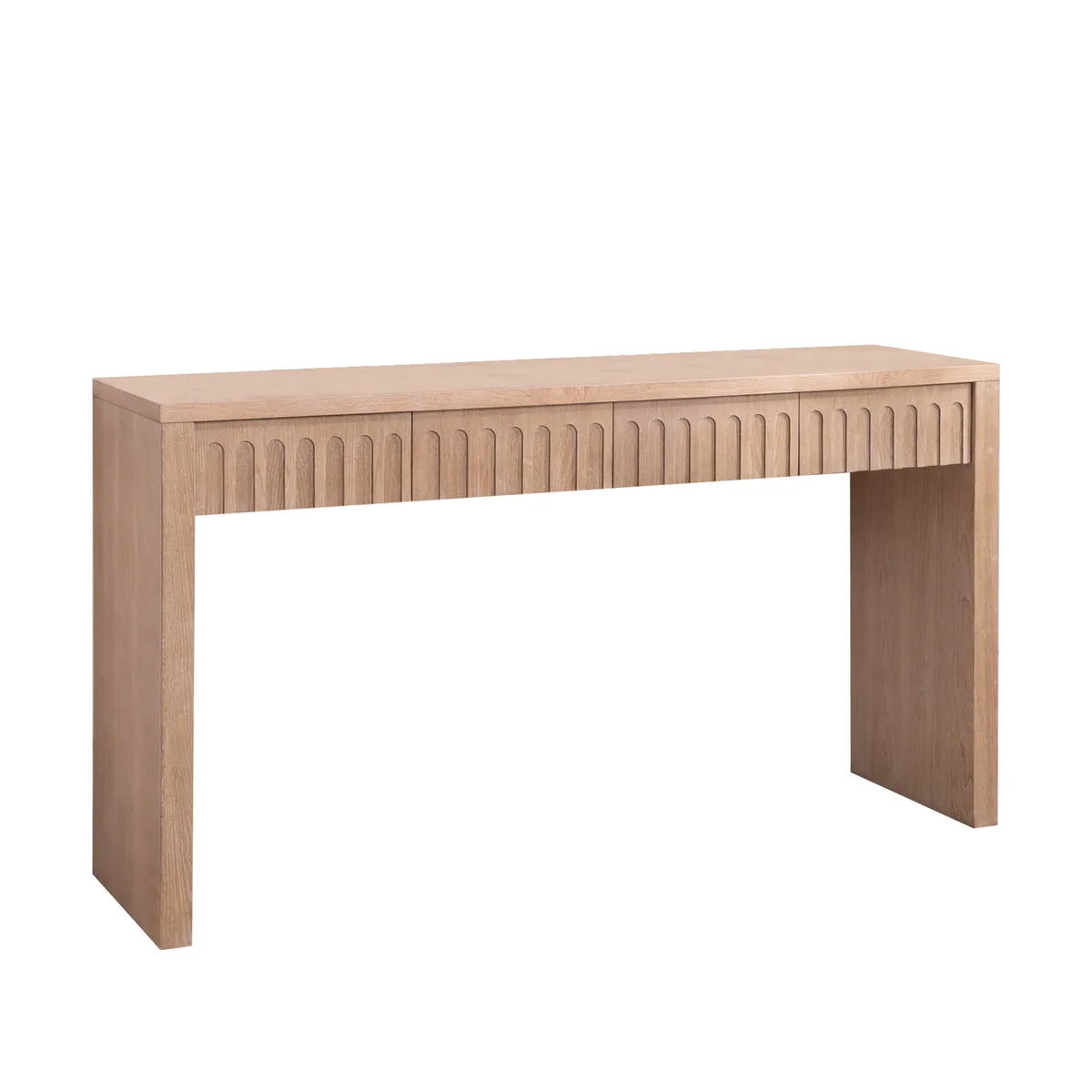 Modern Console Table with 4 Drawers – 59.2" Entryway Table in Natural Wood — view 4