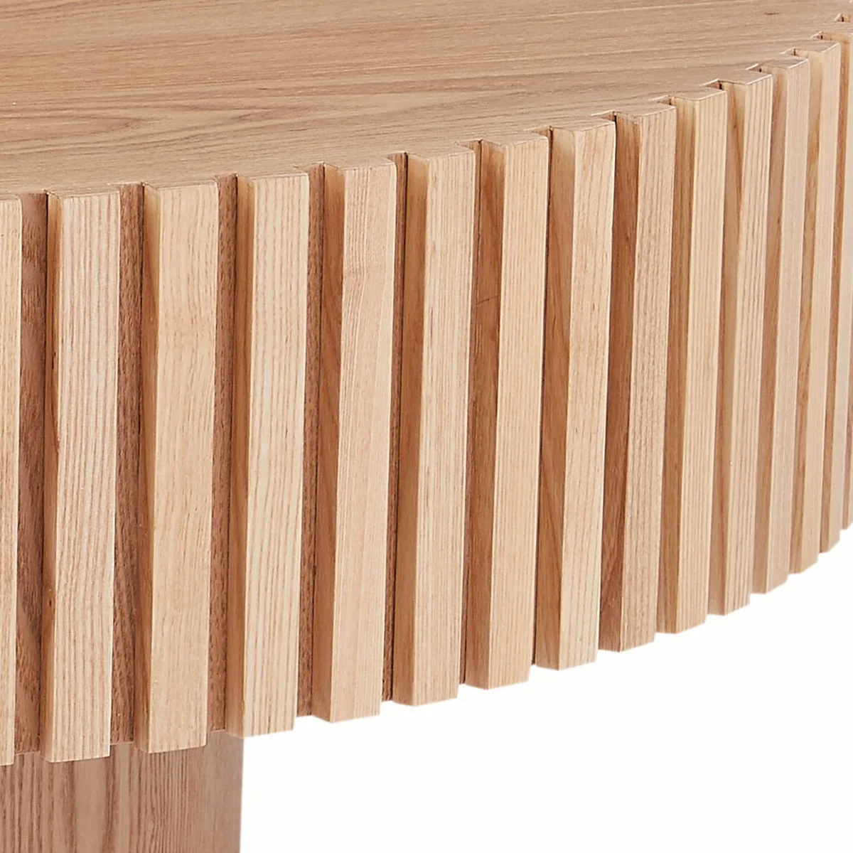 31.49'' Round Wood Coffee Table for Living Room — view 3