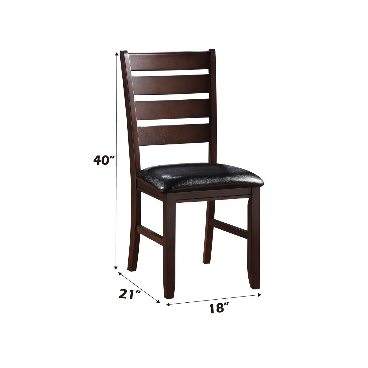 Acme Urbana Side Chair (Set - 2) in Black PU & Cherry 04624 — view 2