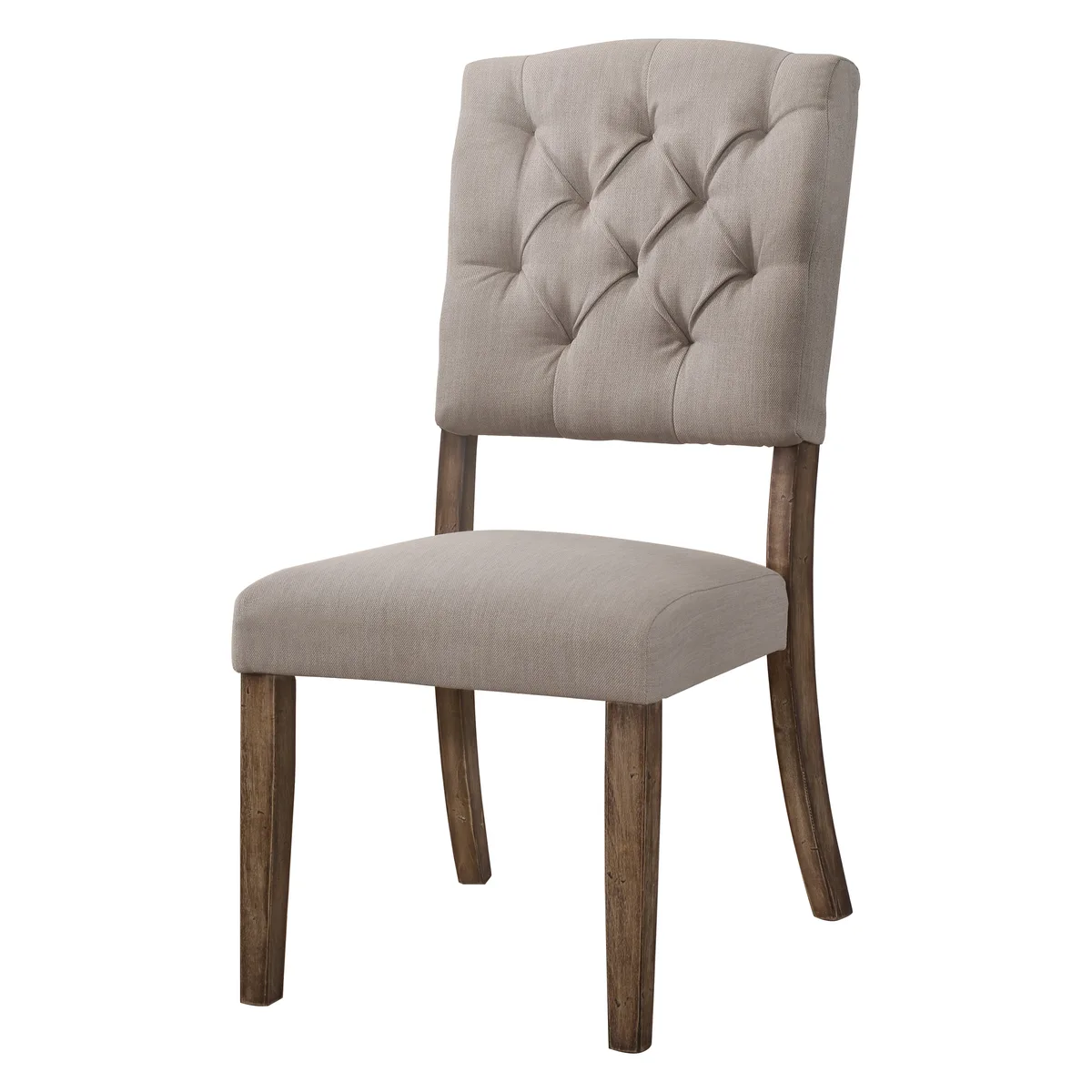 Acme Bernard Side Chair (Set - 2) in Cream Linen & Weathered Oak 66187 — view 2