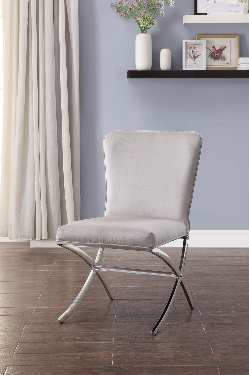 Acme Daire Side Chair (Set - 2) in Velvet & Chrome 71182 — view 1
