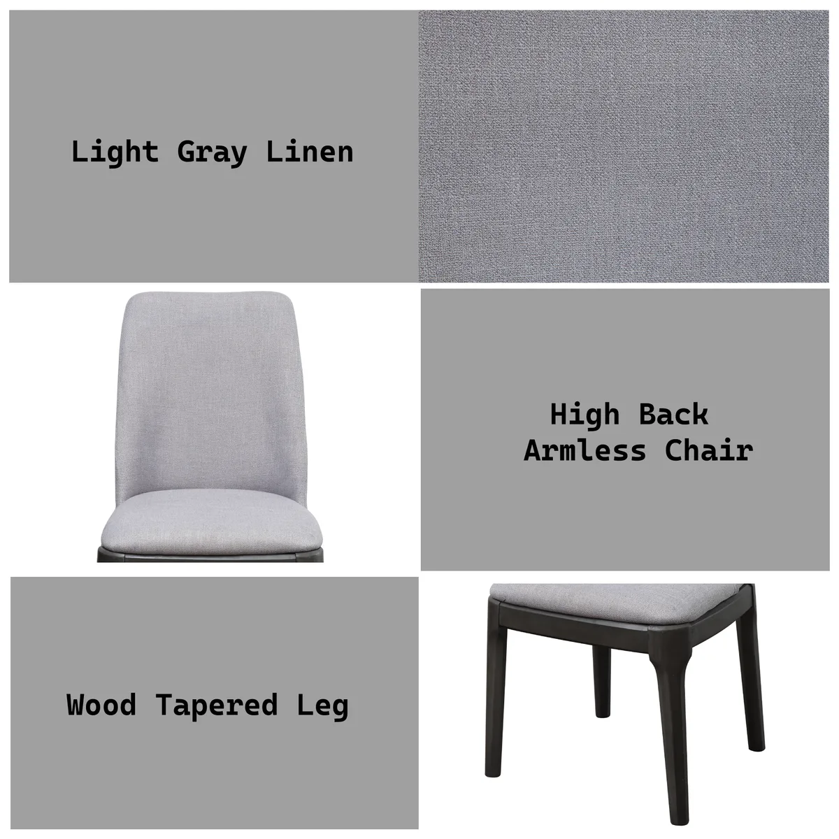 Madan Side Chair (Set - 2) in Light Gray Linen & Gray Oak 73172 — view 2