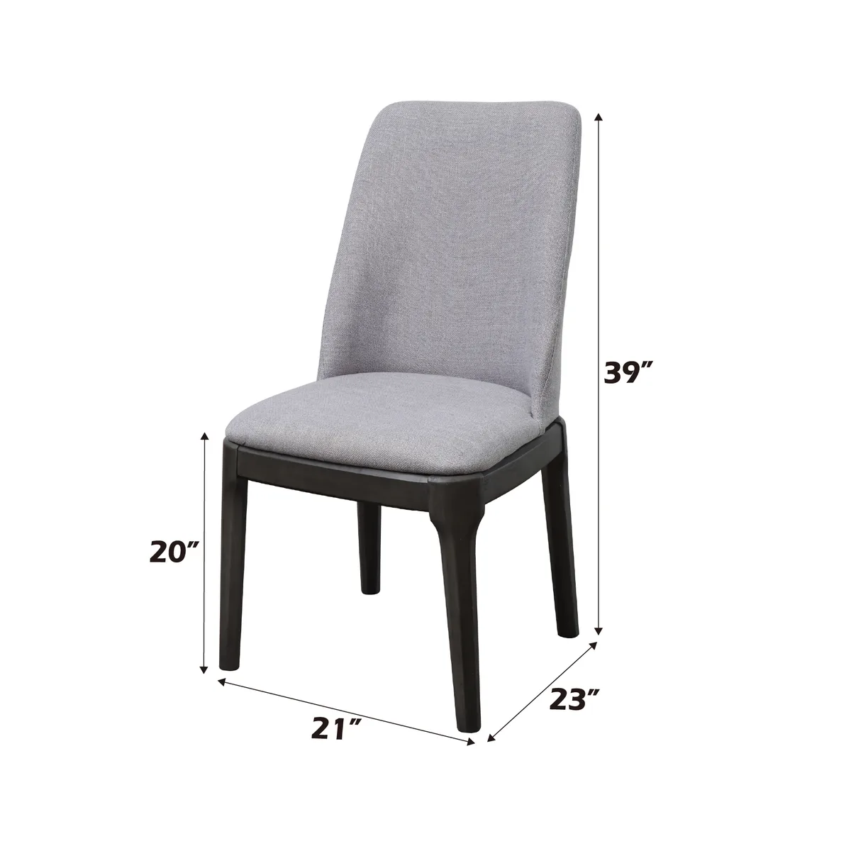 Madan Side Chair (Set - 2) in Light Gray Linen & Gray Oak 73172 — view 3