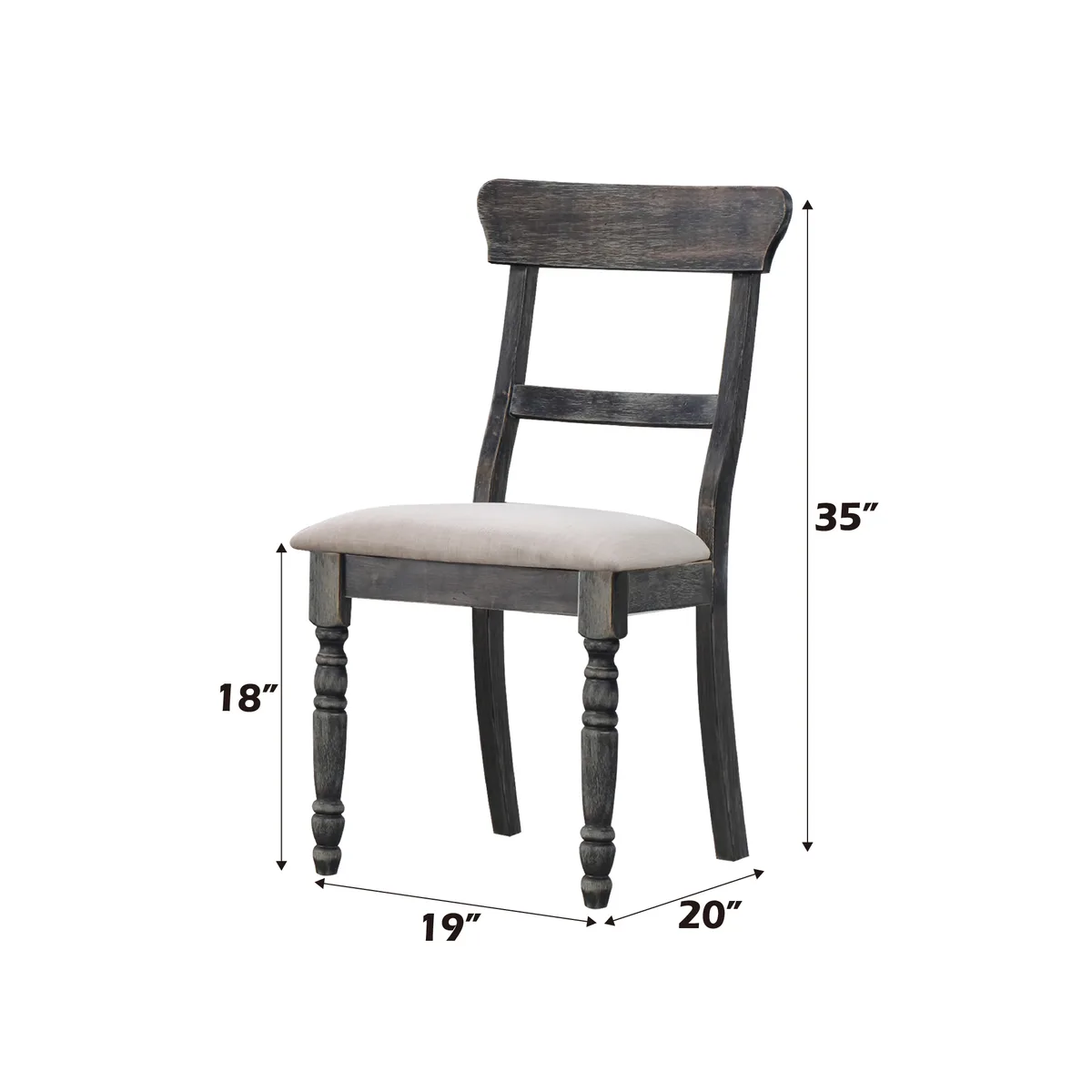 Leventis Side Chair (Set - 2) in Light Brown Linen & Weathered Gray 74642 — view 2