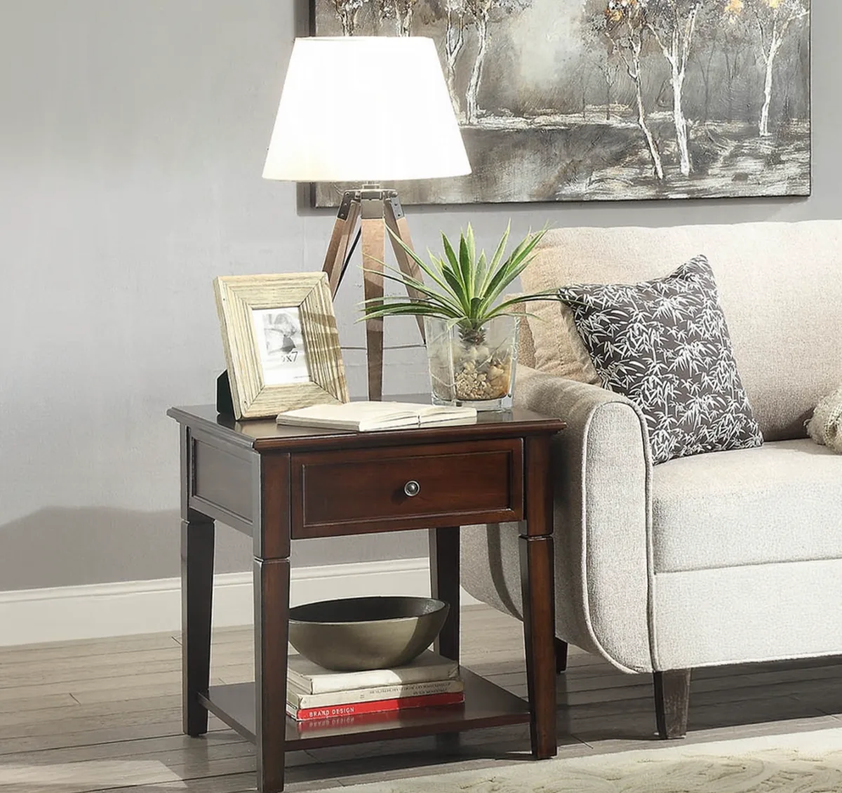 Acme Malachi End Table in Walnut 80255 — view 1