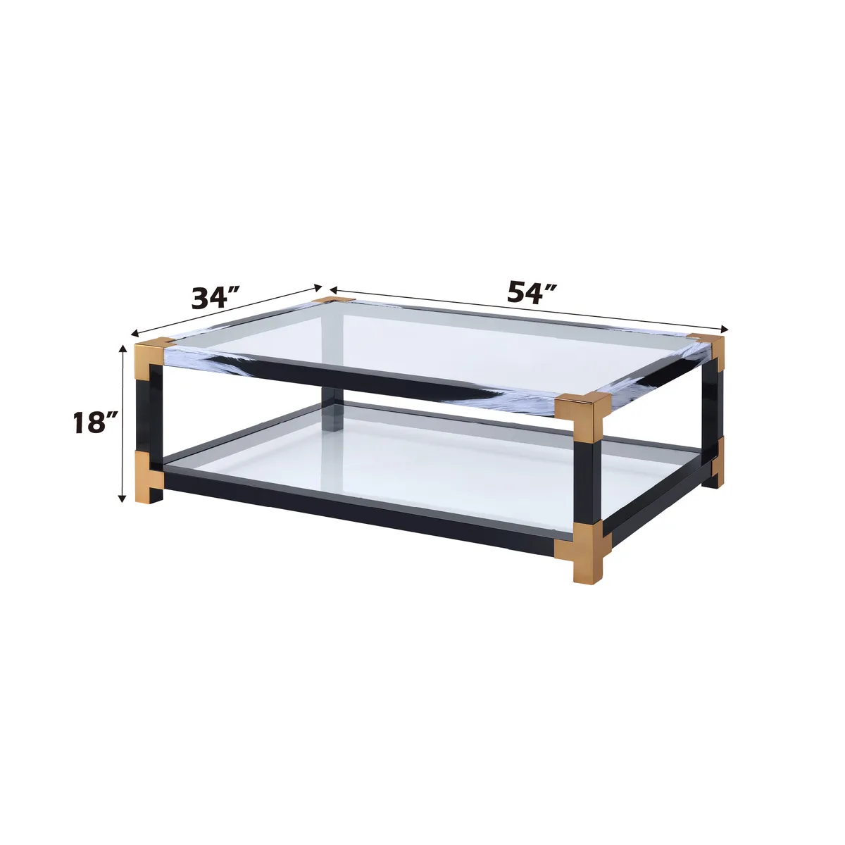 Acme Lafty Coffee Table in White Brushed & Clear Glass 81000 — view 4