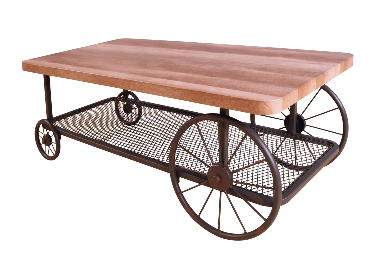 Acme Francie Oak & Antique Gray Coffee Table with Wheels — view 4