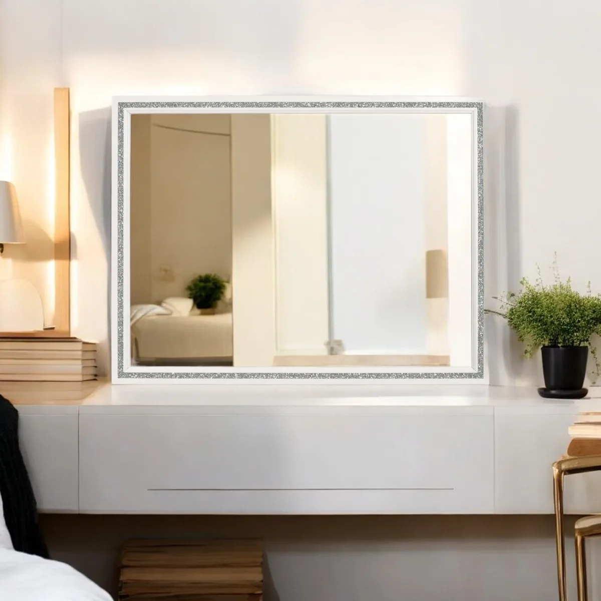 Acme Haiden Mirror, White Finish 28454 — view 1