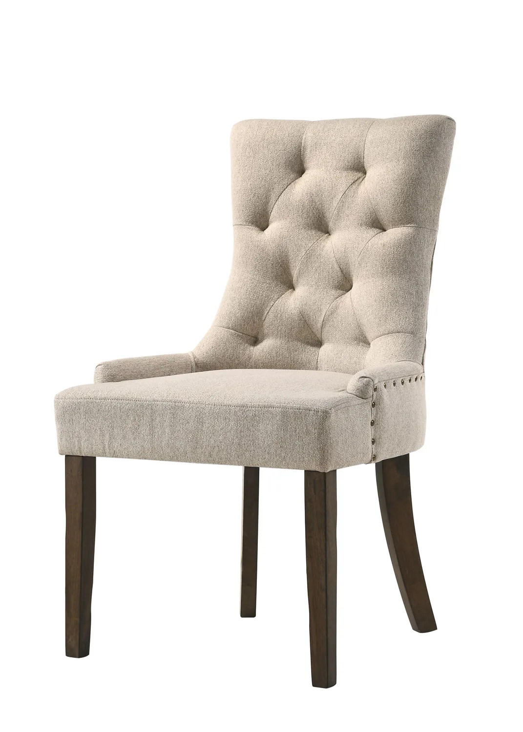 Acme Farren Side Chair, Beige Fabric & Espresso Finish 77172 — view 1
