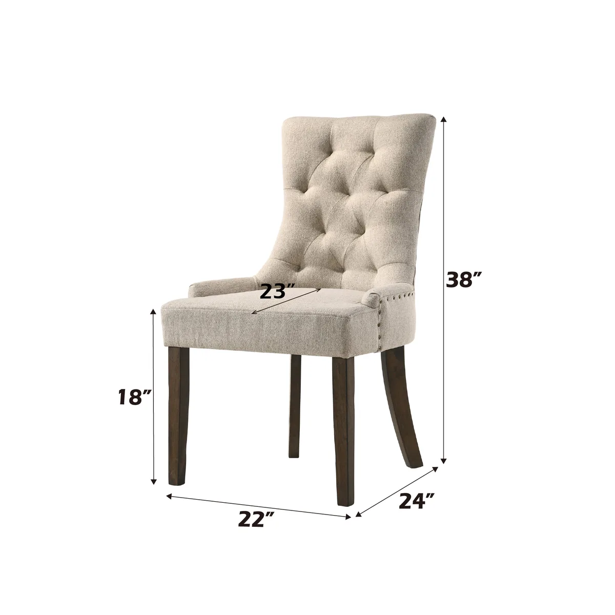 Acme Farren Side Chair, Beige Fabric & Espresso Finish 77172 — view 3