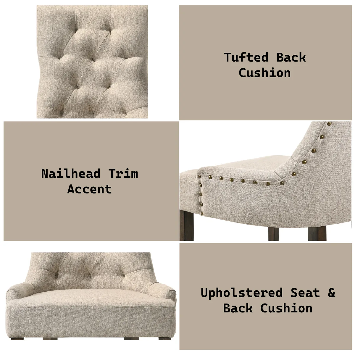 Acme Farren Side Chair, Beige Fabric & Espresso Finish 77172 — view 4