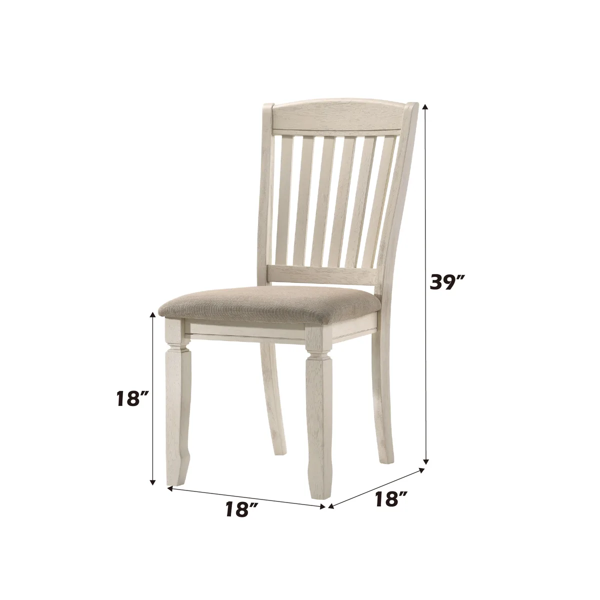 Fedele Side Chair, Tan Fabric & Cream Finish 77192 — view 3