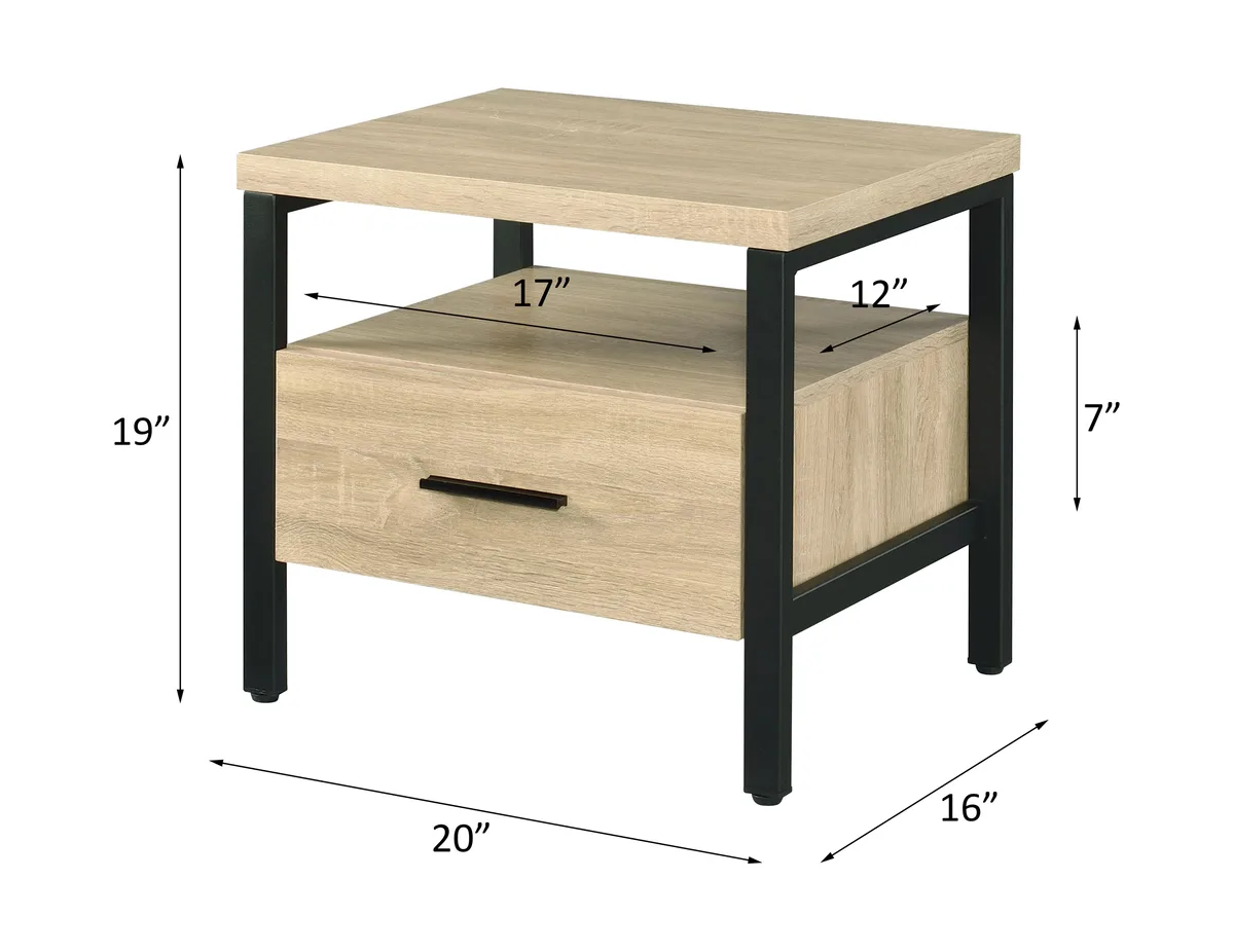 Acme Yawan Accent Table, Oak & Black Finish 97970 — view 2