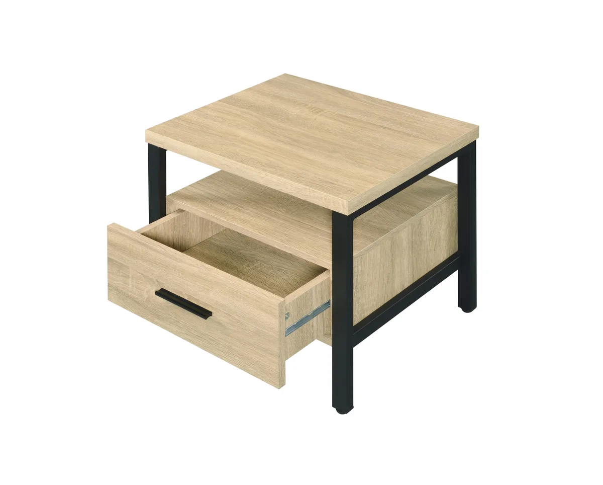 Acme Yawan Accent Table, Oak & Black Finish 97970 — view 3