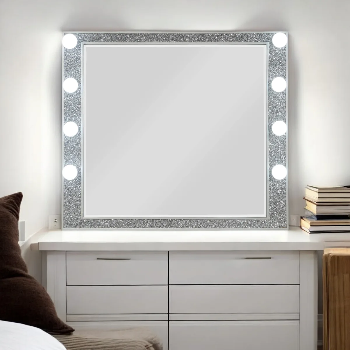 Sliverfluff Mirror w/Light, Mirrored & Champagne Finish — view 1