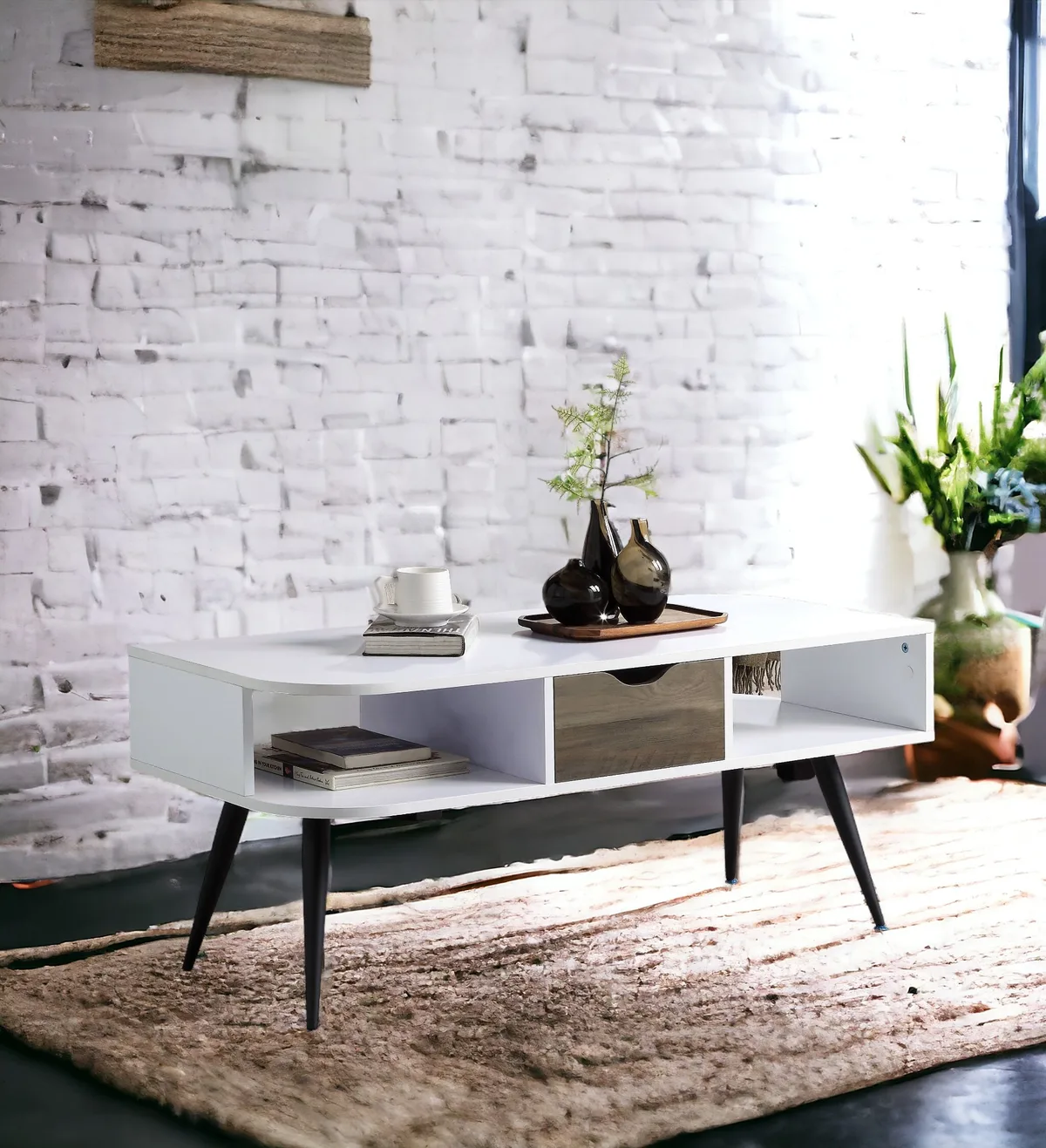 Acme Halima Coffee Table, White & Black Finish — view 3