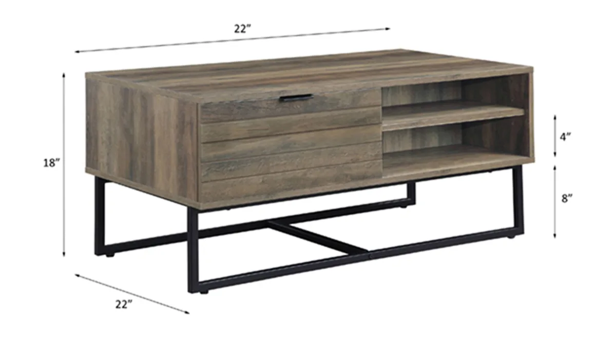 Homare Coffee Table, Rustic Oak & Black Finish — view 3