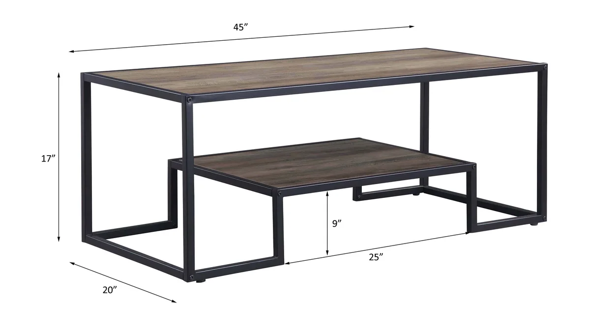 Idella Coffee Table, Rustic Oak & Black Finish — view 2