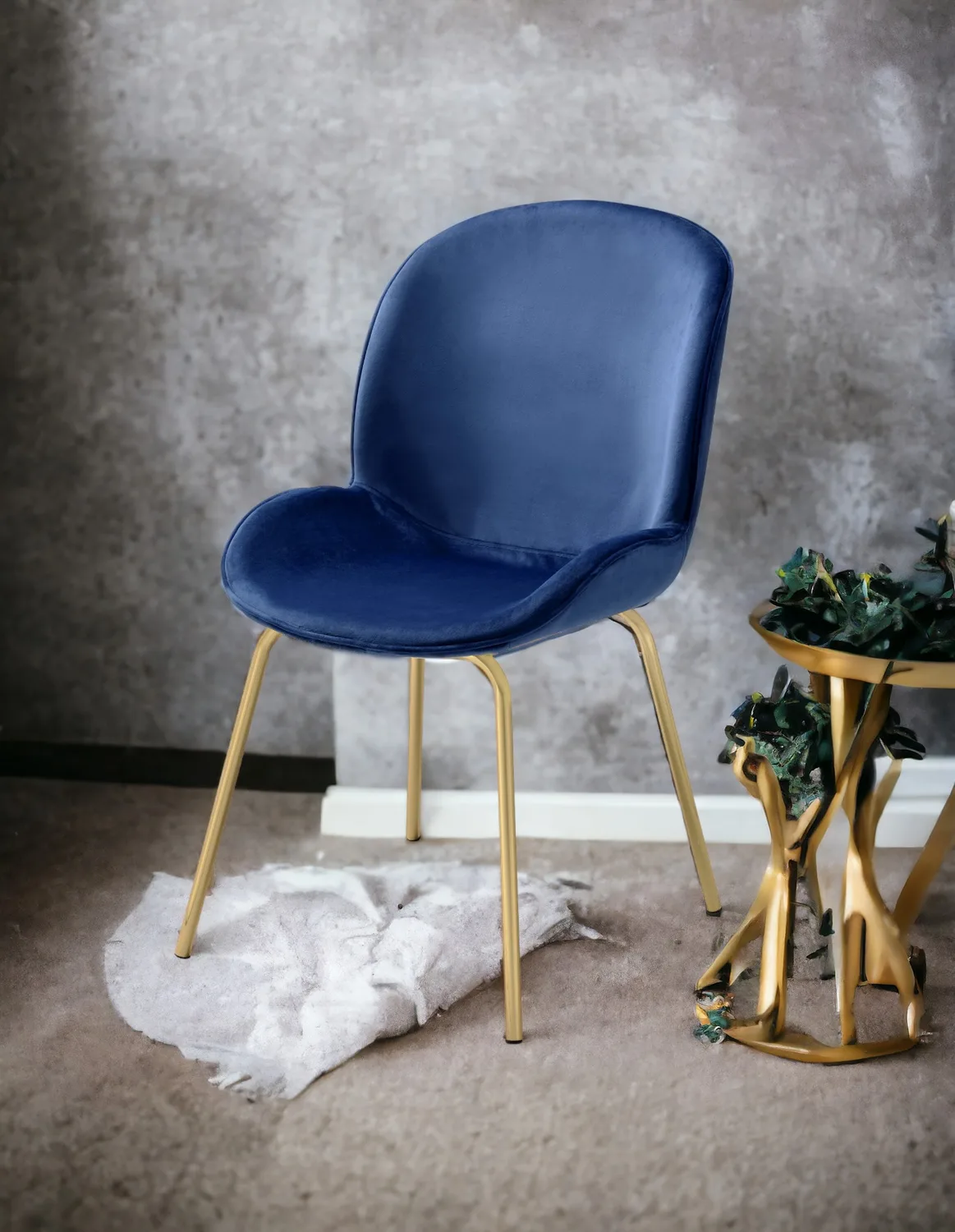 Acme Chuchip Side Chair (Set - 2) in Blue Velvet & Gold 72947 — view 1