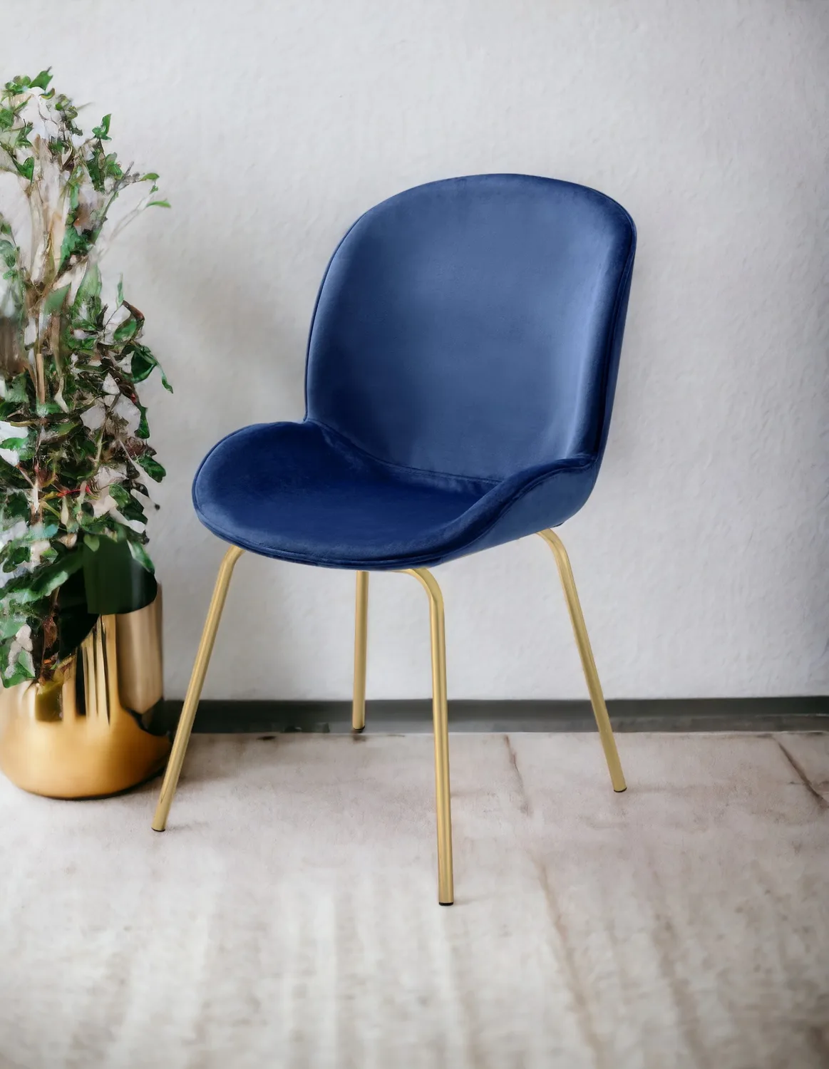 Acme Chuchip Side Chair (Set - 2) in Blue Velvet & Gold 72947 — view 2