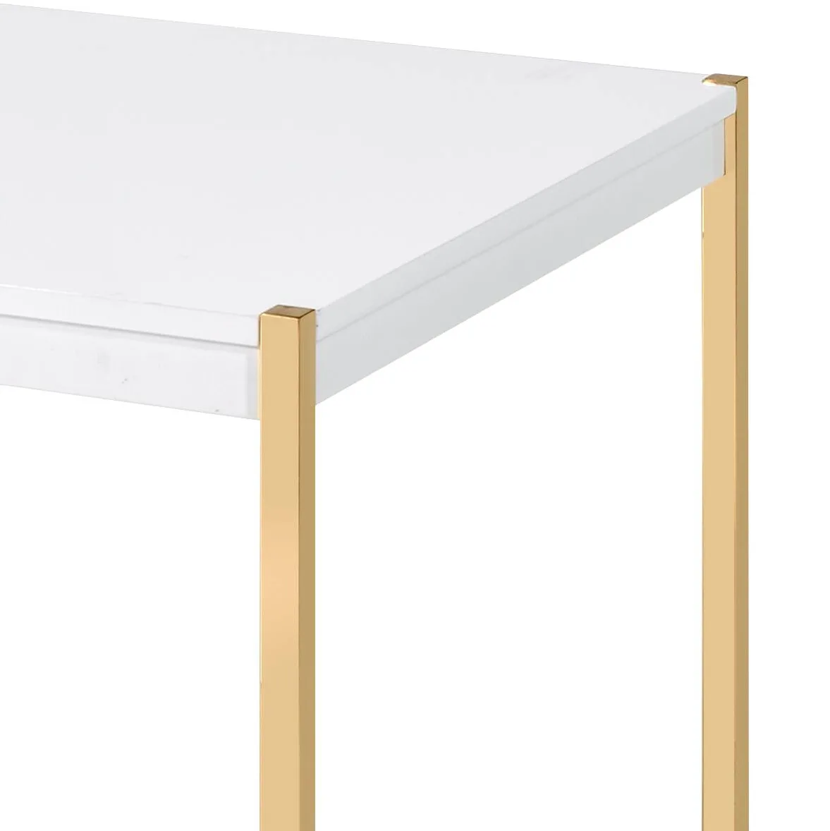 Otrac White & Gold Finish Coffee Table with Metal Tube Legs — view 2